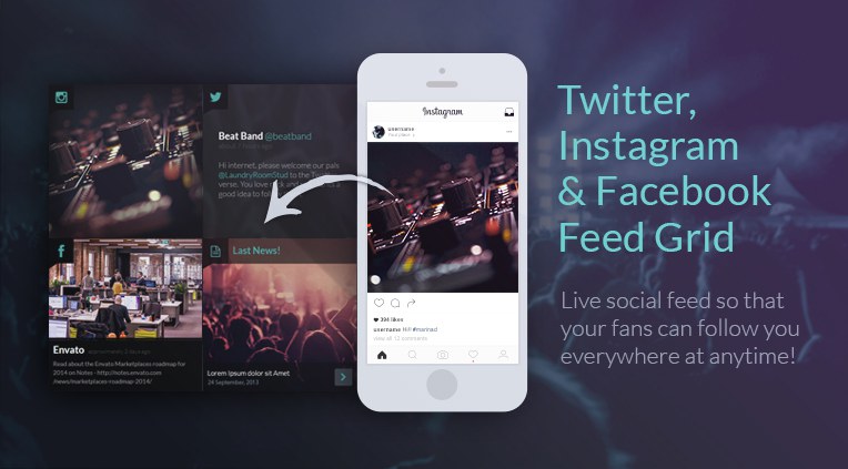 Twitter, Instagram and Facebook Social grid