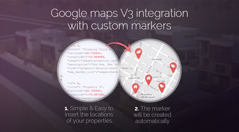 Integrated with google maps with custom markers