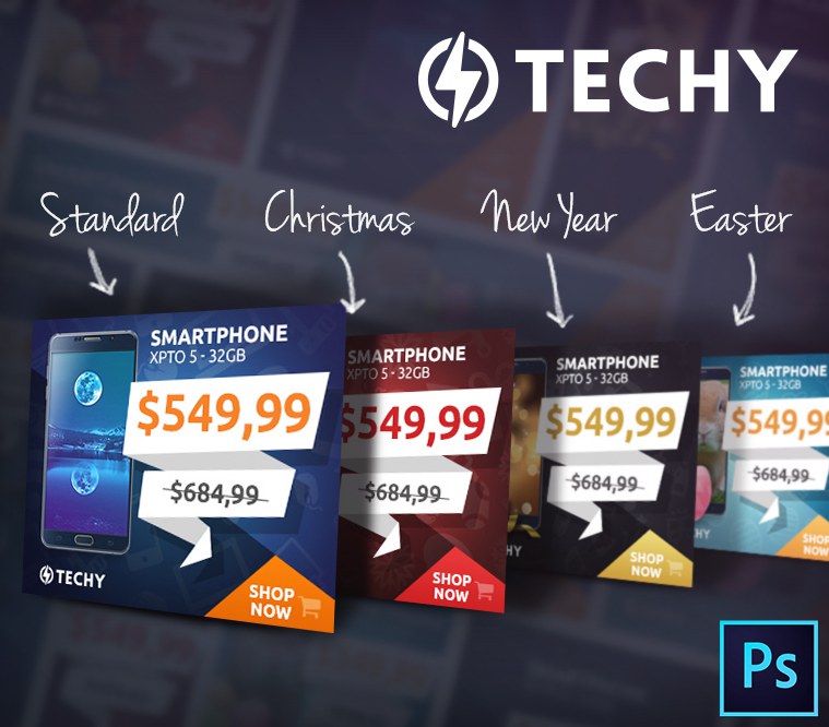 Techy Holiday Sales PSD Banner Template